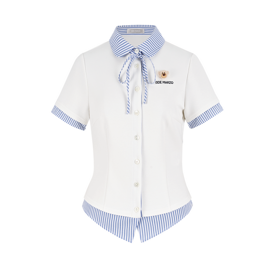 13DE MARZO Lines Bear Tight Shirt White