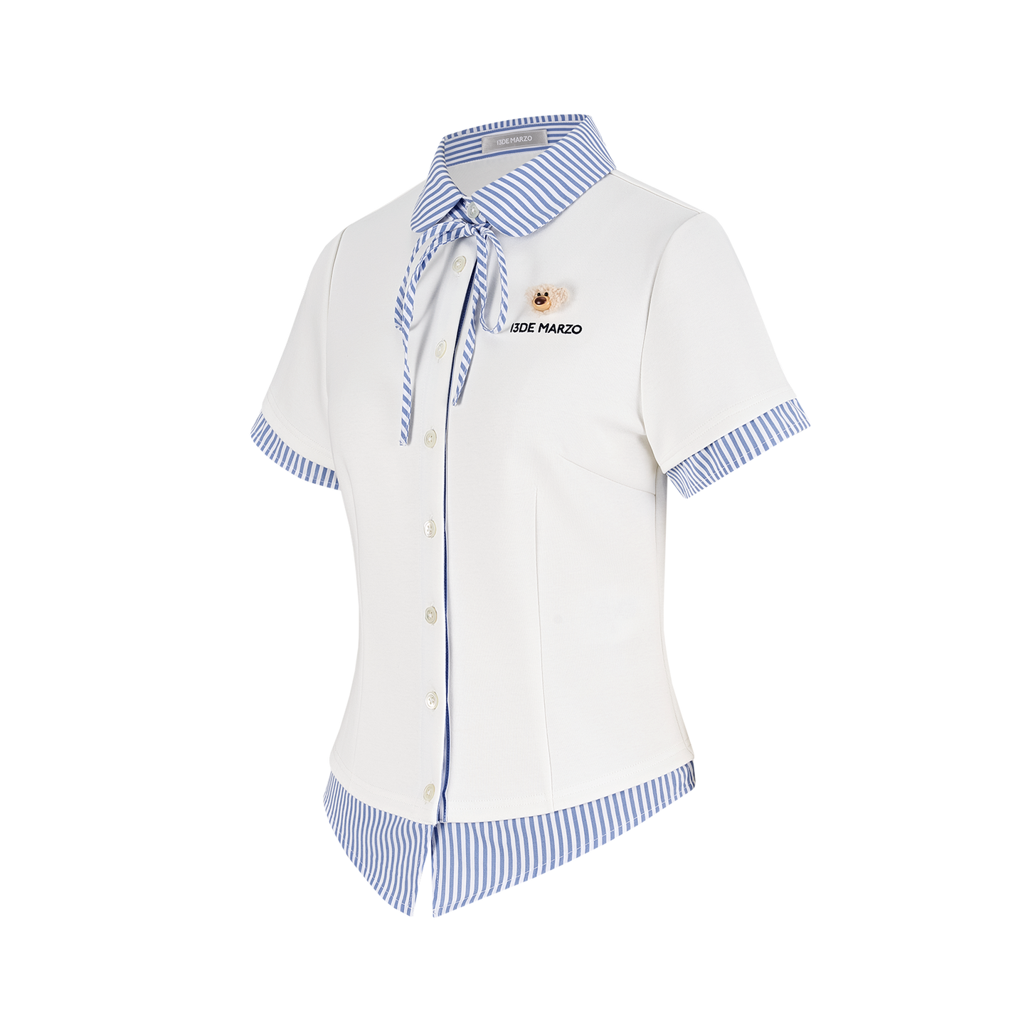 13DE MARZO Lines Bear Tight Shirt White