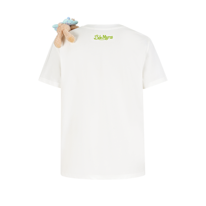 13DE MARZO Floral Bear Illustration T-Shirt White