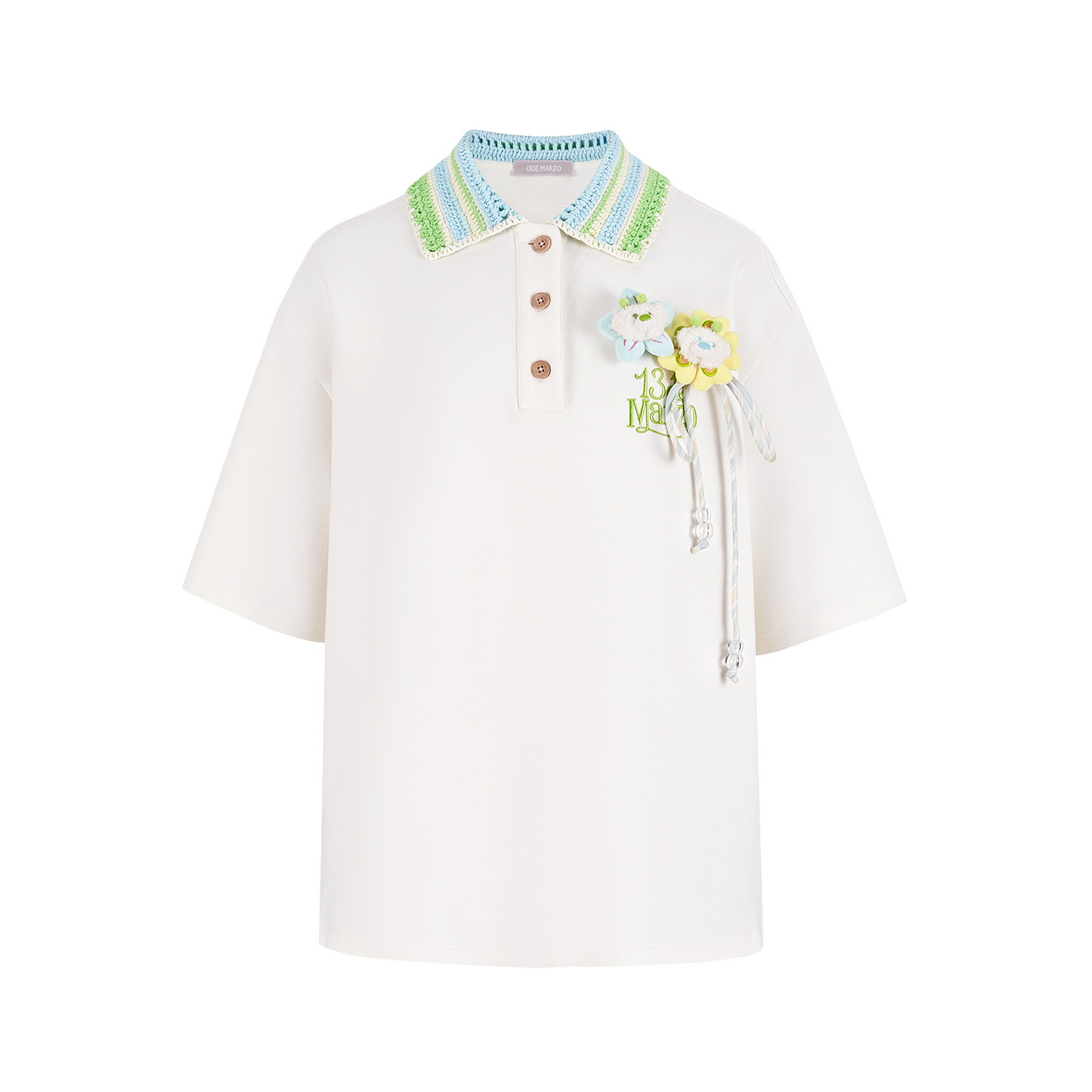 13DE MARZO Crochet Bear T-Shirt White