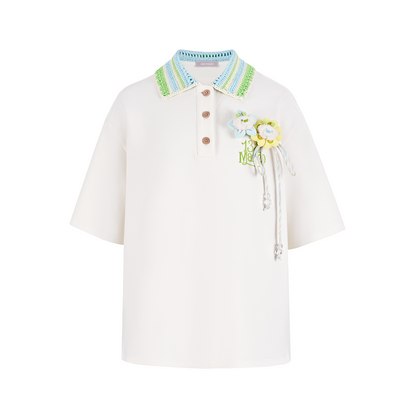 13DE MARZO Crochet Bear T-Shirt White