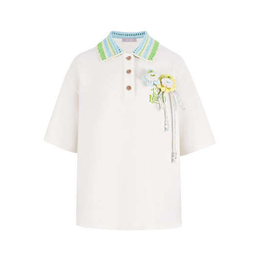 13DE MARZO Crochet Bear T-Shirt White
