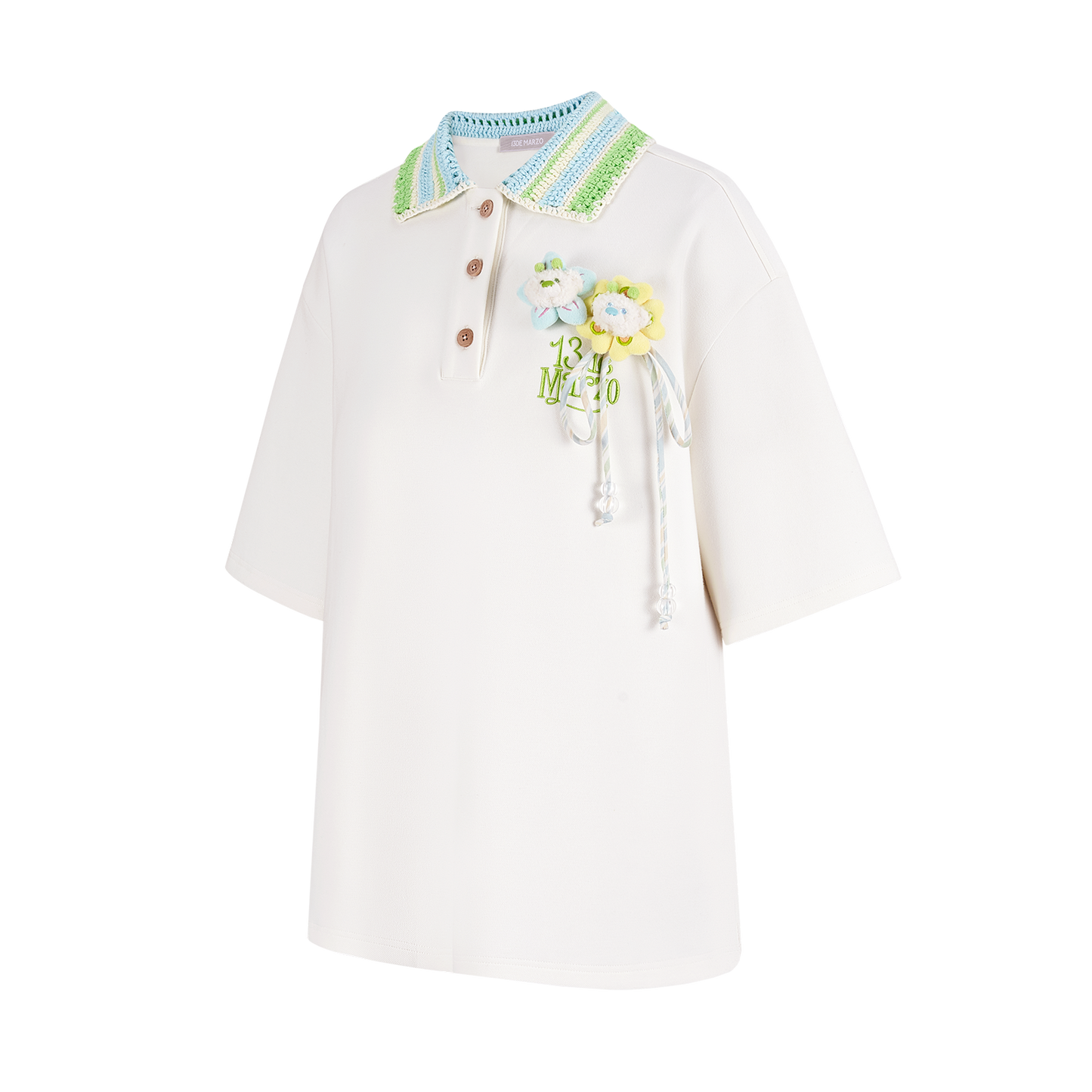 13DE MARZO Crochet Bear T-Shirt White