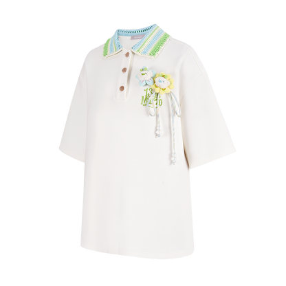 13DE MARZO Crochet Bear T-Shirt White