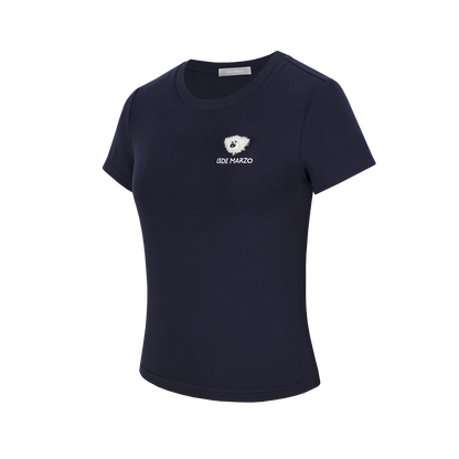 13DE MARZO Mini Logo Tight Tee Navy Blue