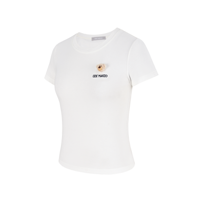 13DE MARZO Mini Logo Tight Tee White