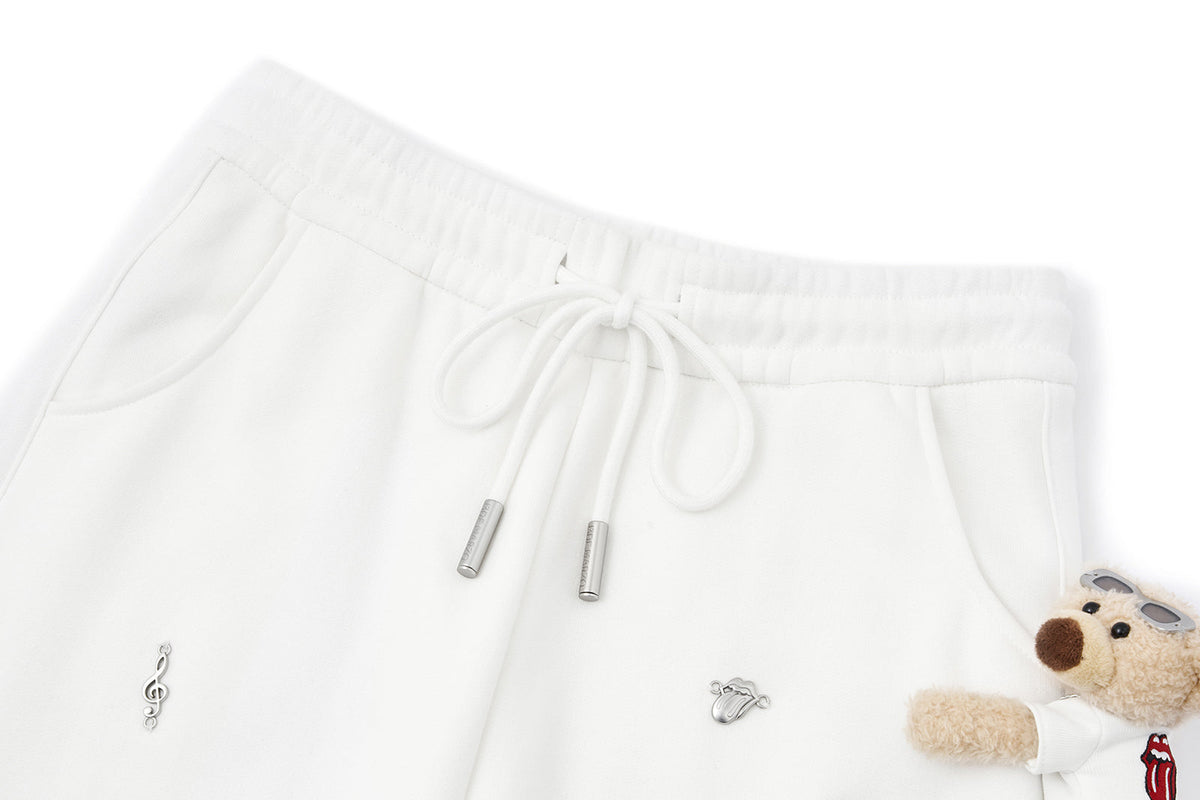13DE MARZO Rolling Stones Bear Sweatpants Beige