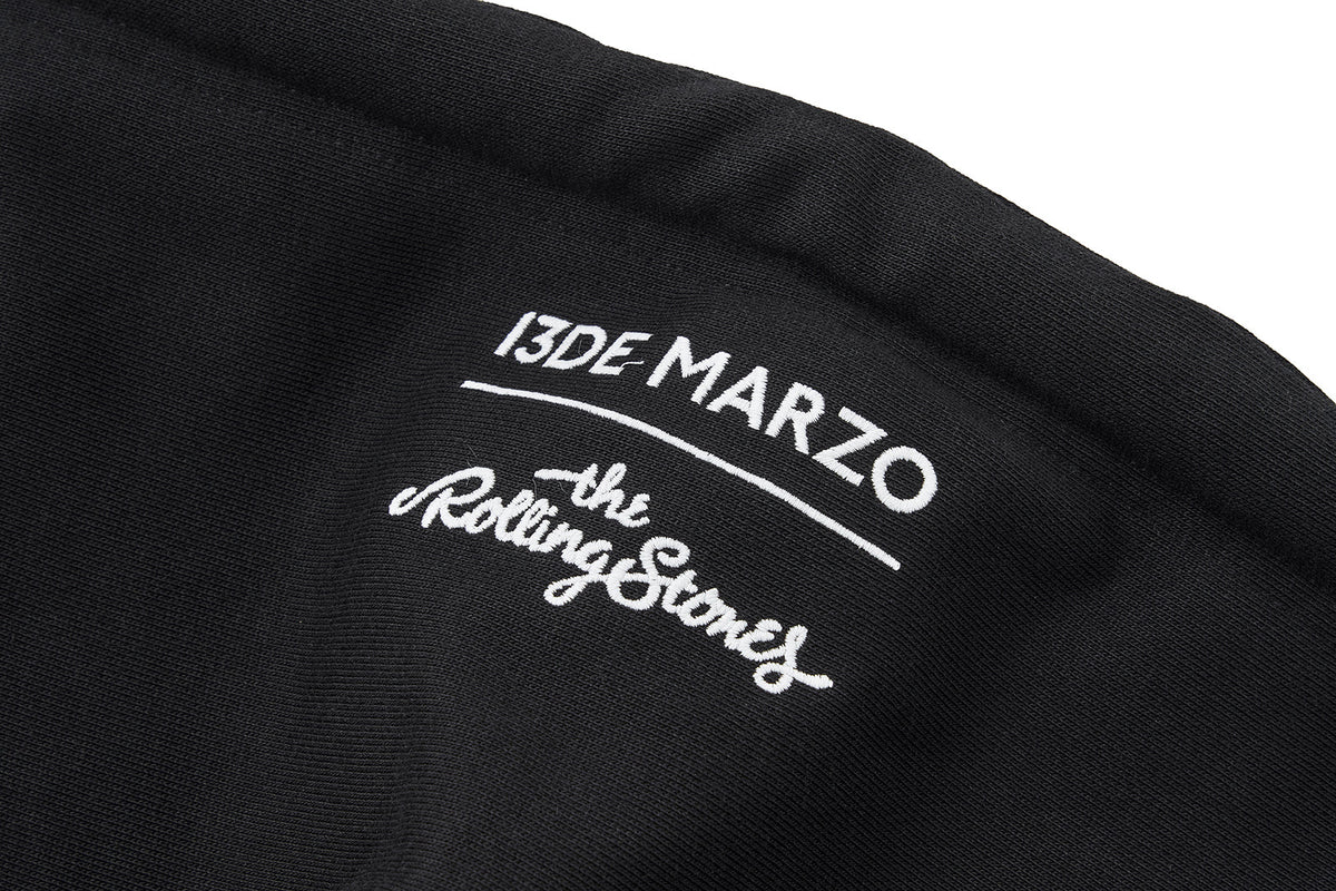 13DE MARZO Rolling Stones Bear Cropped Hoodie Black