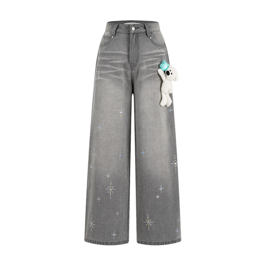13DE MARZO Luminous Bear Star Jeans Grey