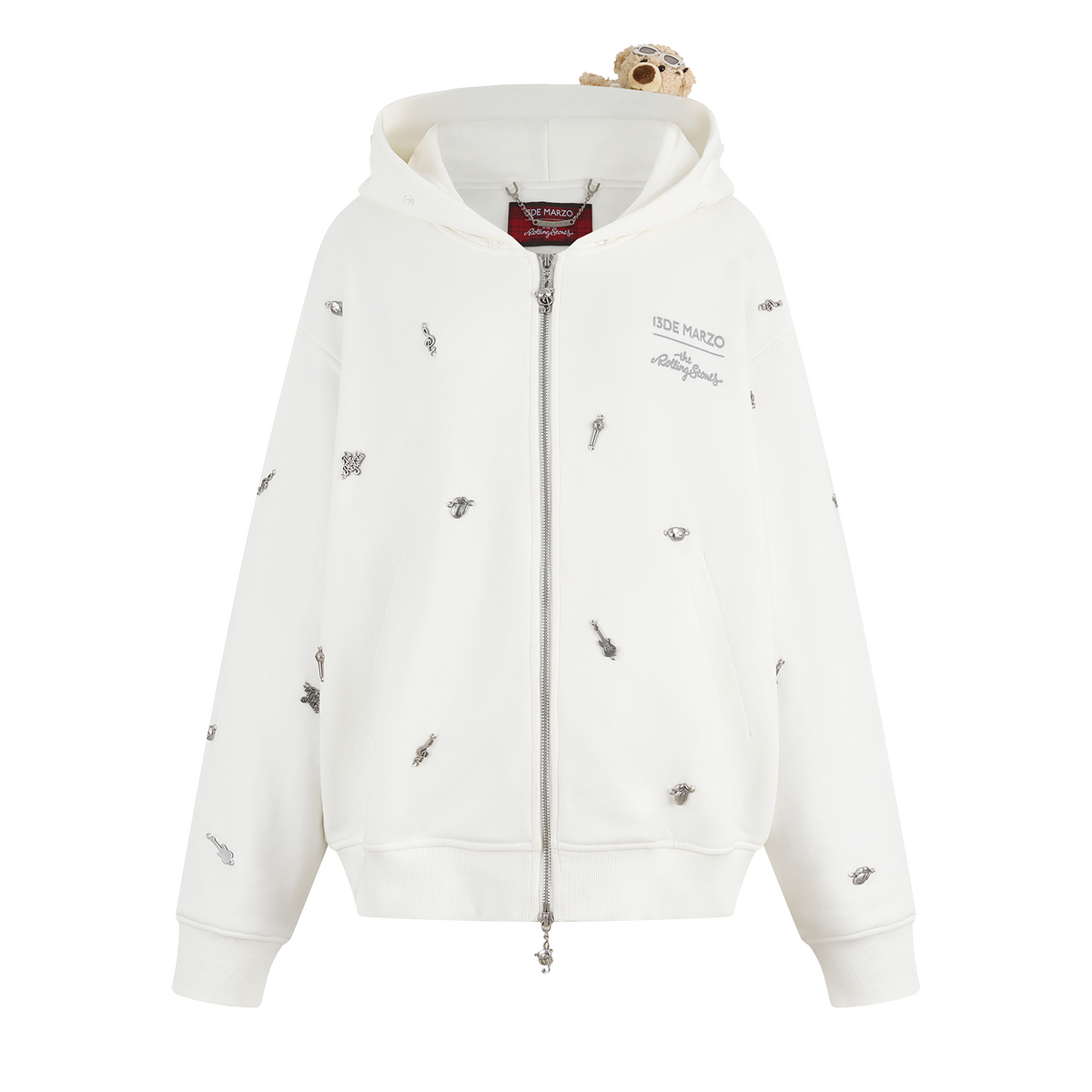 13DE MARZO Rolling Stones  Bear Zip Hoodie Beige