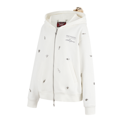 13DE MARZO Rolling Stones  Bear Zip Hoodie Beige