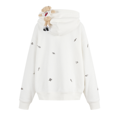 13DE MARZO Rolling Stones  Bear Zip Hoodie Beige