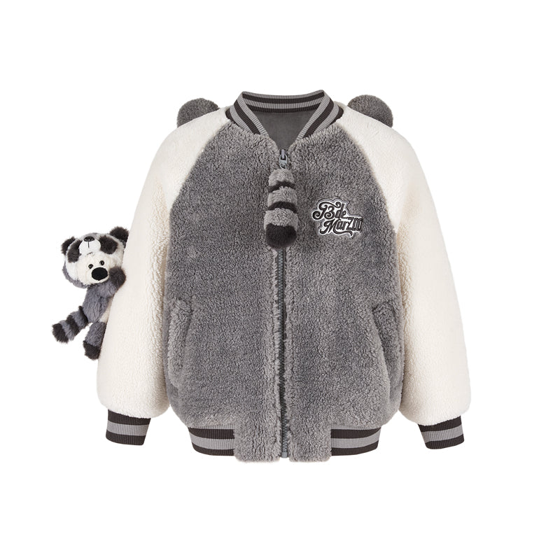 13DE MARZO Raccoon BabyBear Baseball Jacket Grey
