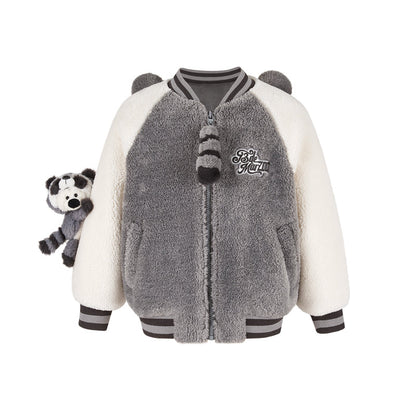 13DE MARZO Raccoon BabyBear Baseball Jacket Grey