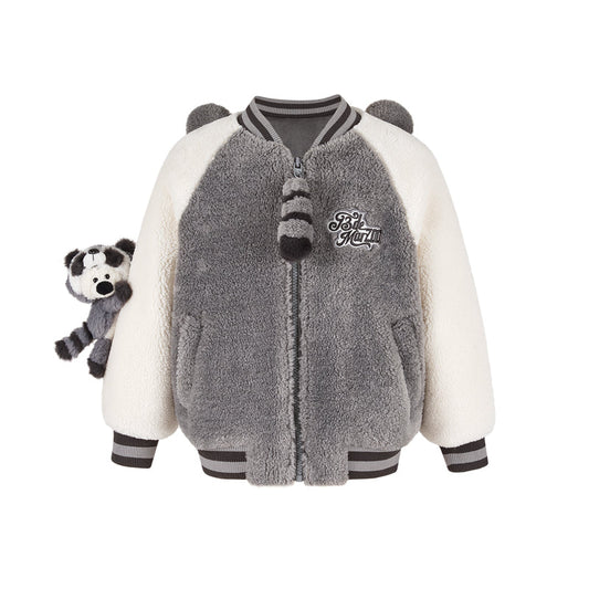 13DE MARZO Raccoon BabyBear Baseball Jacket Grey