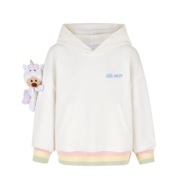 13DE MARZO Unicorn BabyBear Hoodie White
