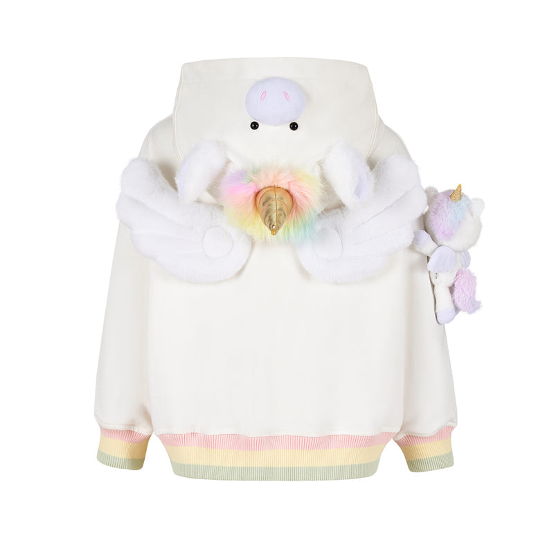 13DE MARZO Unicorn BabyBear Hoodie White