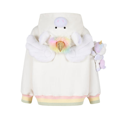 13DE MARZO Unicorn BabyBear Hoodie White