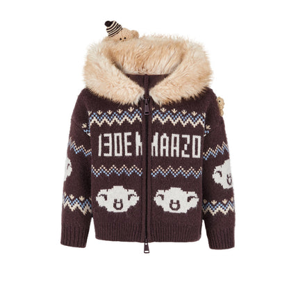 13DE MARZO Babybear Fair lsle Zip Hoodie Brown