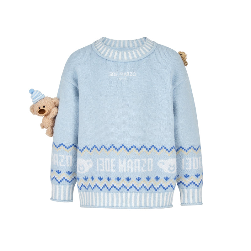 13DE MARZO BabyBear Fair Isle Knit Sweater Blue