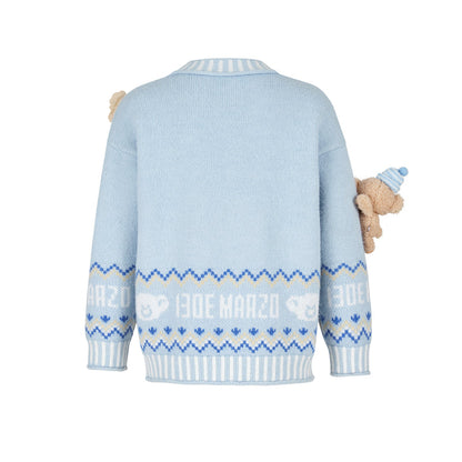 13DE MARZO BabyBear Fair Isle Knit Sweater Blue
