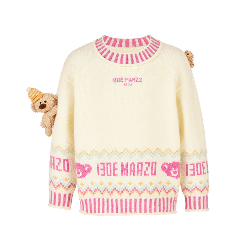 13DE MARZO BabyBear Fair Isle Knit Sweater Beige