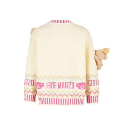 13DE MARZO BabyBear Fair Isle Knit Sweater Beige
