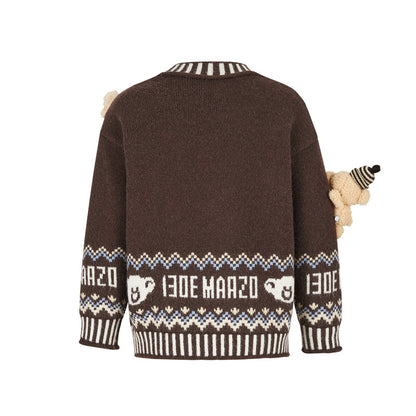 13DE MARZO BabyBear Fair Isle Knit Sweater Brown