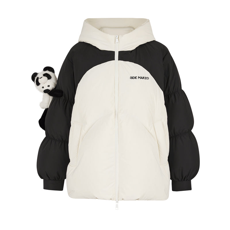 13DE MARZO Panda Bear Puffer Jacket White