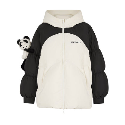 13DE MARZO Panda Bear Puffer Jacket White
