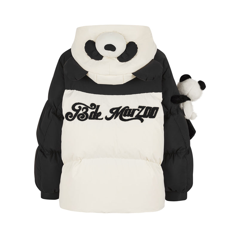 13DE MARZO Panda Bear Puffer Jacket White