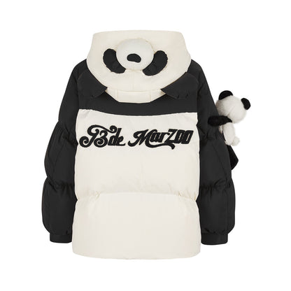 13DE MARZO Panda Bear Puffer Jacket White