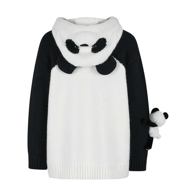 13DE MARZO Panda Bear Hoodie White