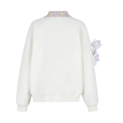 13DE MARZO Unicorn Bear Polo Sweater Beige