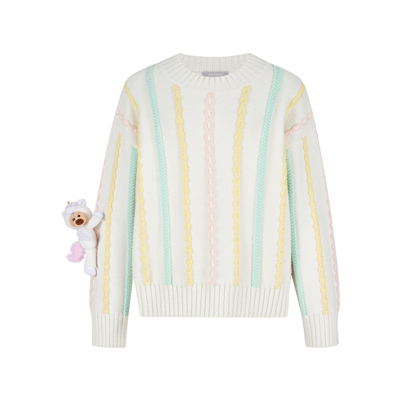 13DE MARZO Unicorn Bear Sweater Beige