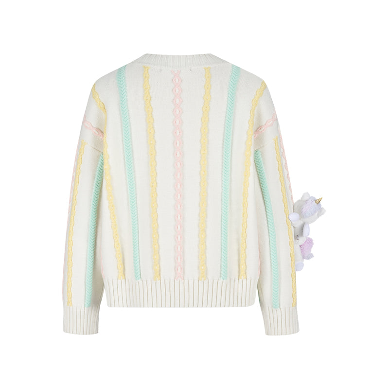 13DE MARZO Unicorn Bear Sweater Beige