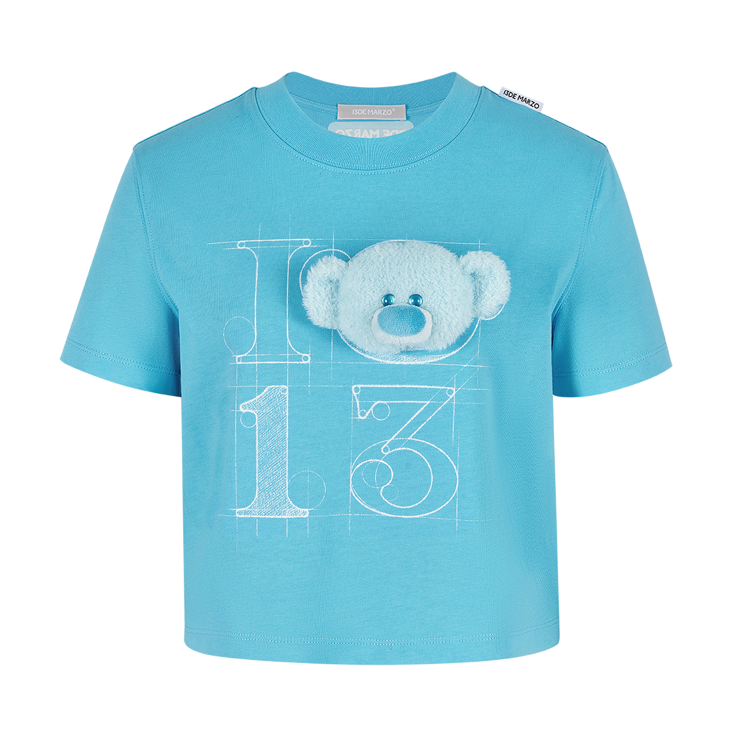 13DE MARZO Doozoo 3-D Bear Cropped Top Blue