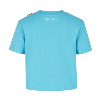 13DE MARZO Doozoo 3-D Bear Cropped Top Blue