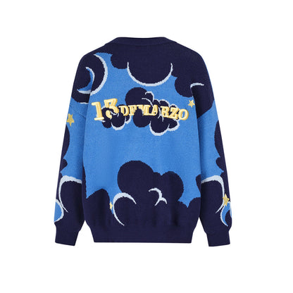 13DE MARZO Doozoo Day and Night Sweater Navy Blue