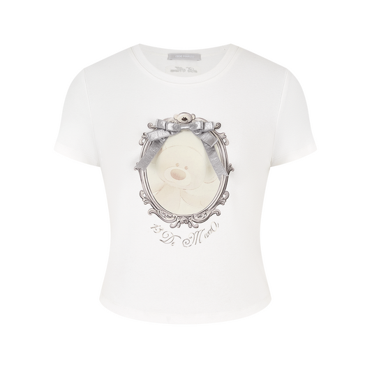 13DE MARZO Bear Magic Mirror Top White