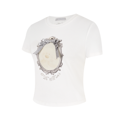 13DE MARZO Bear Magic Mirror Top White