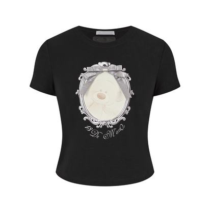 13DE MARZO Bear Magic Mirror Top Black