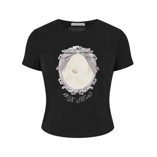 13DE MARZO Bear Magic Mirror Top Black