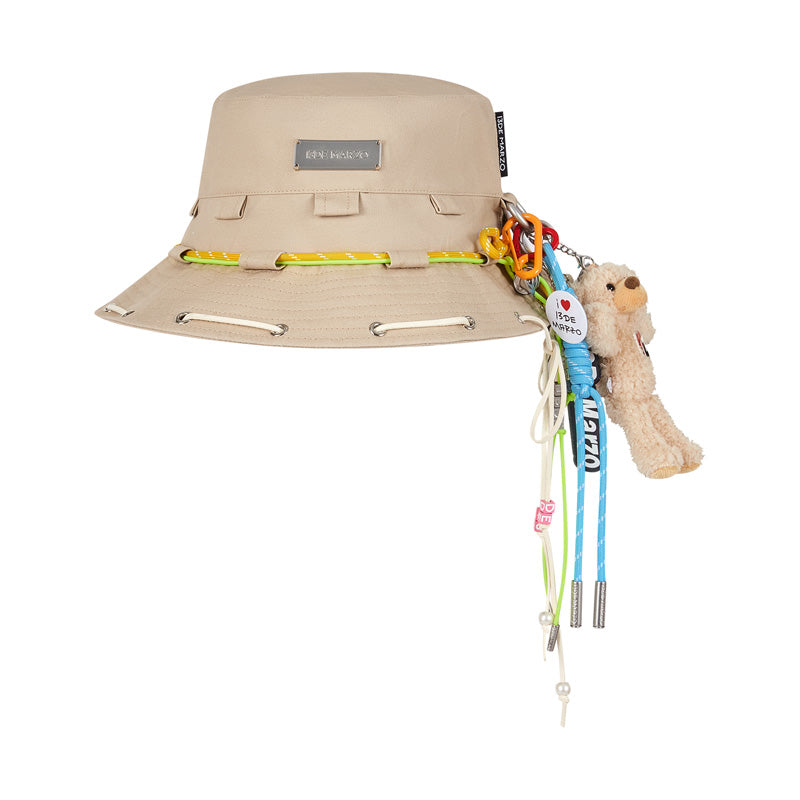 13DE MARZO Maximalist Pendant Bucket Hat Khaki