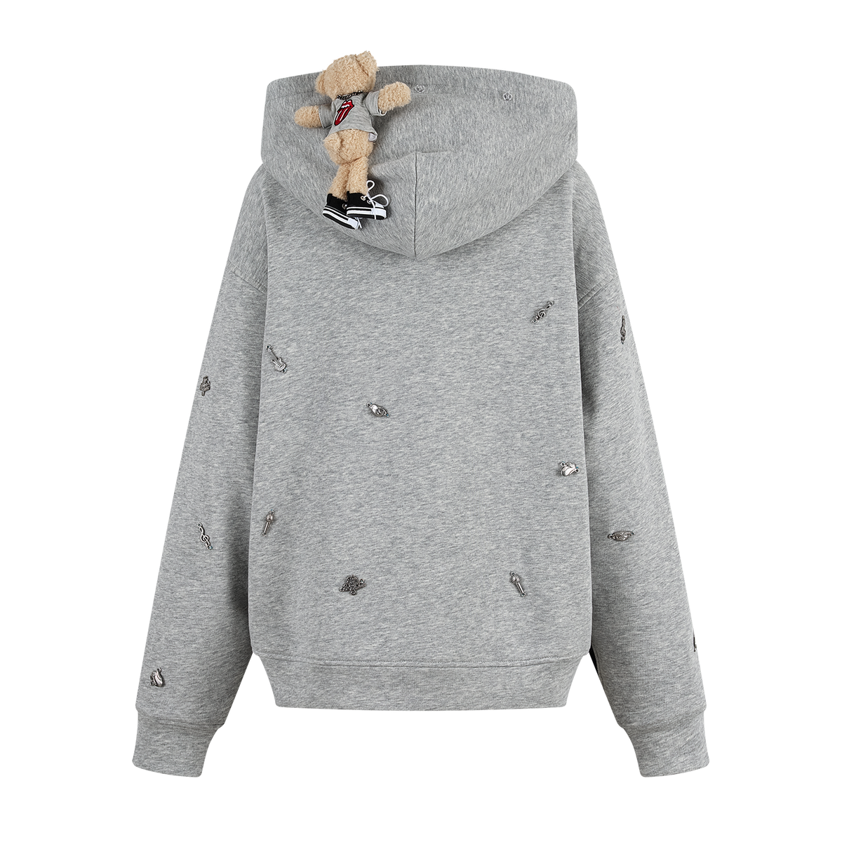 13DE MARZO Rolling Stones  Bear Zip Hoodie Grey