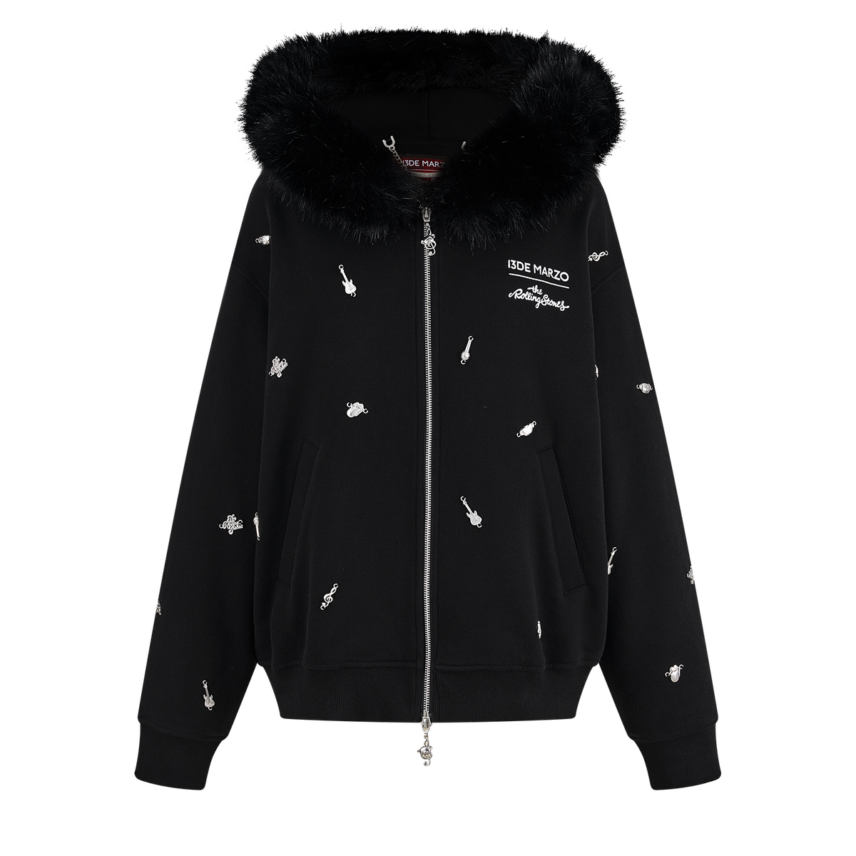 13DE MARZO Rolling Stones  Bear Zip Hoodie Black