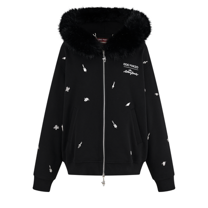13DE MARZO Rolling Stones  Bear Zip Hoodie Black