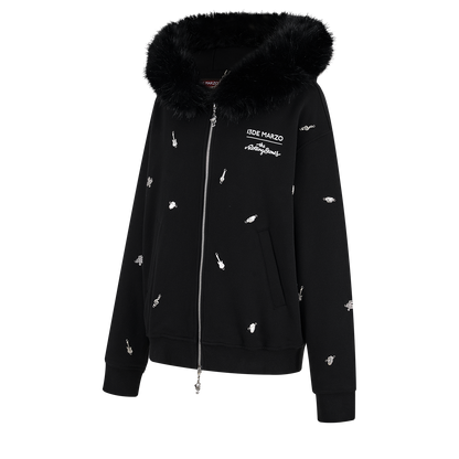 13DE MARZO Rolling Stones  Bear Zip Hoodie Black