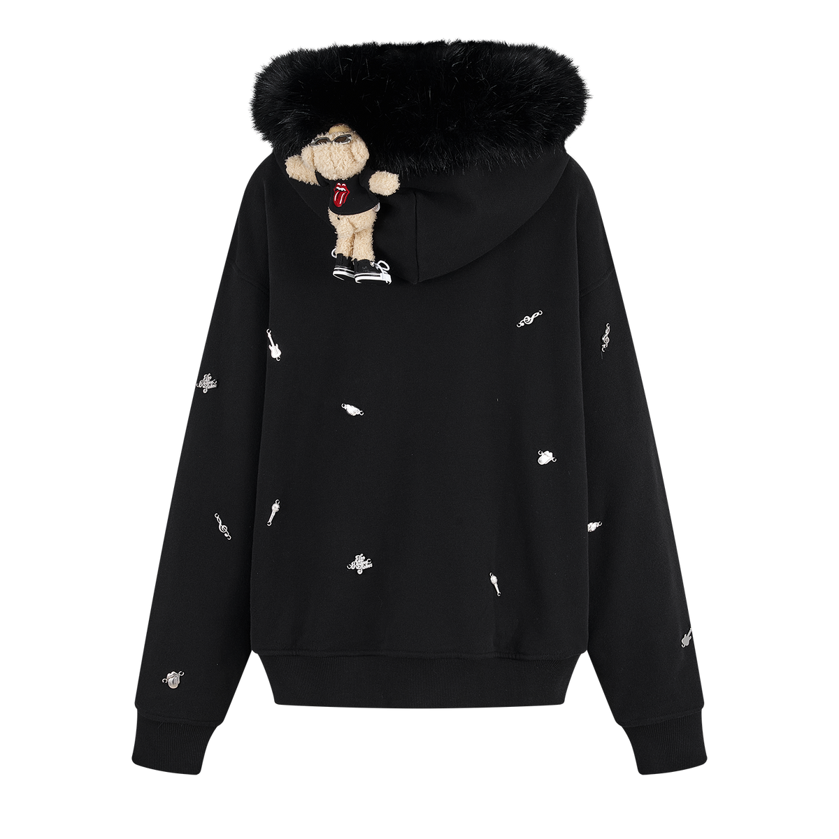 13DE MARZO Rolling Stones  Bear Zip Hoodie Black