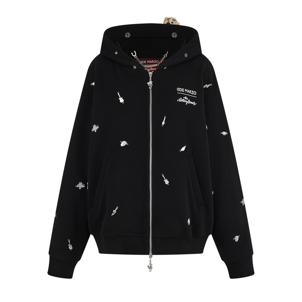 13DE MARZO Rolling Stones  Bear Zip Hoodie Black
